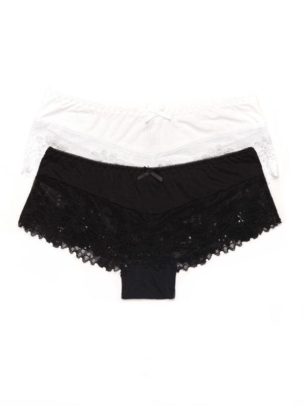 Wholesale Panties women's shorts with lace 2-pack white and black