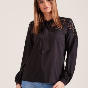 Wholesale Elegant blouse with binding black