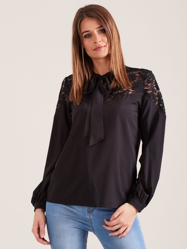 Wholesale Elegant blouse with binding black