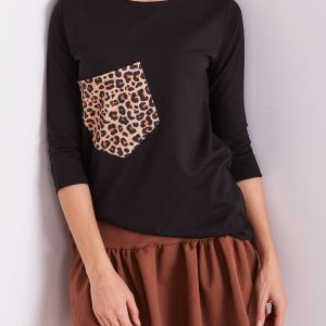 Wholesale Black blouse with animal motif