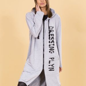 Wholesale Grey Long Hoodie