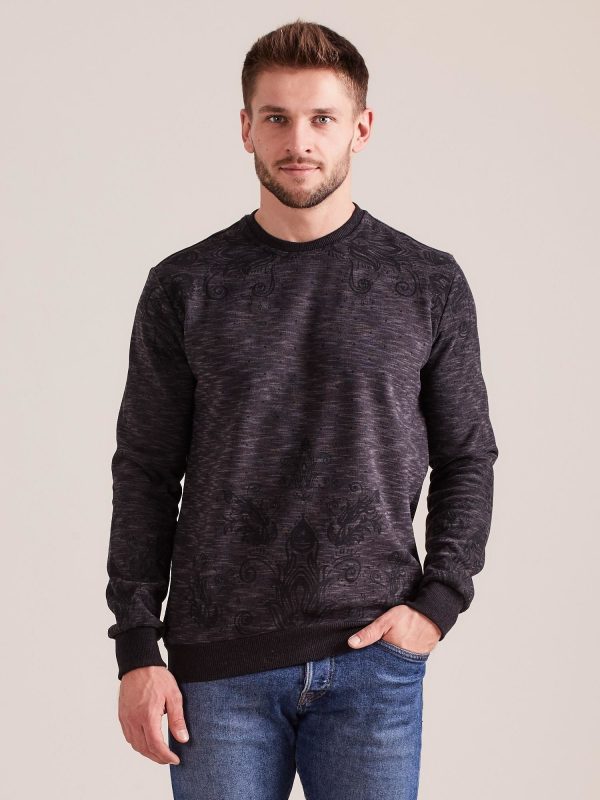 Wholesale Dark Grey Patterned Sweatshirt for Men