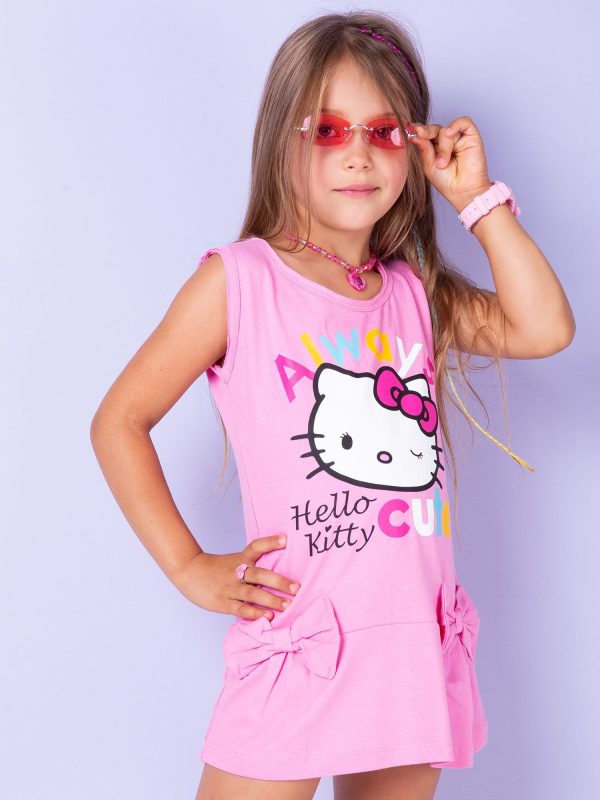 Wholesale Pink dress for girl HELLO KITTY