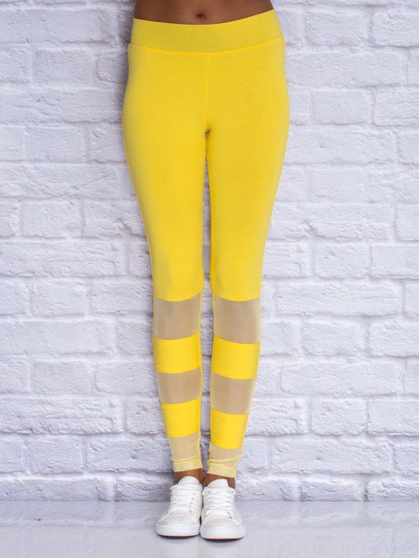 Wholesale Leggings with transparent inserts yellow