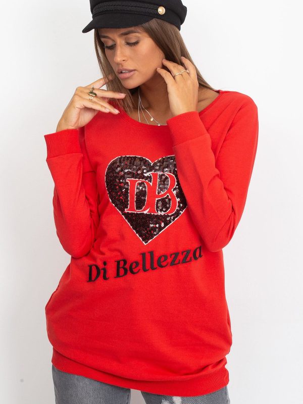 Wholesale Red sweatshirt with applique