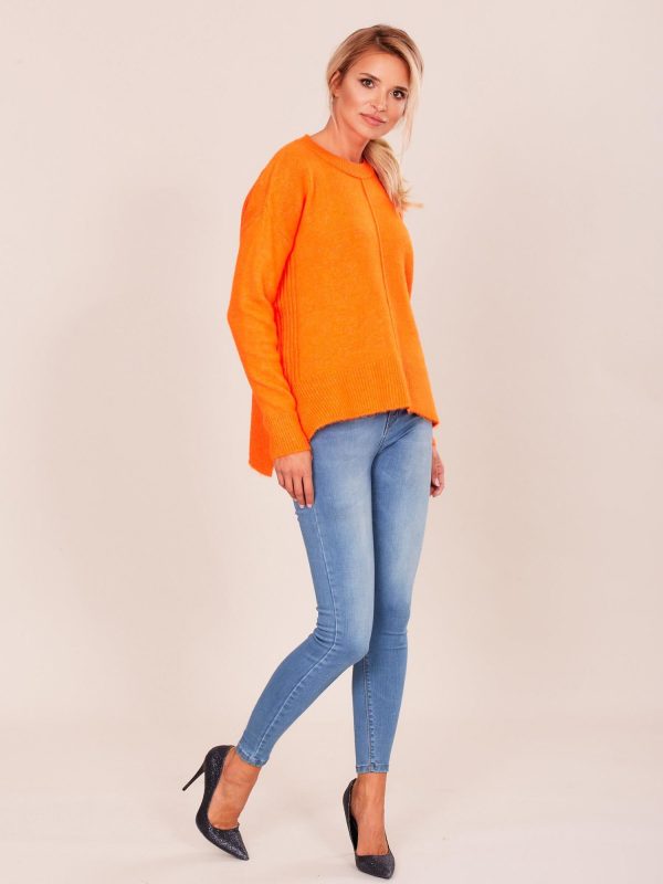 Wholesale Orange sweater with longer back