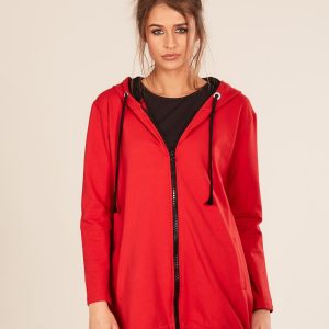 Wholesale Red asymmetric hoodie