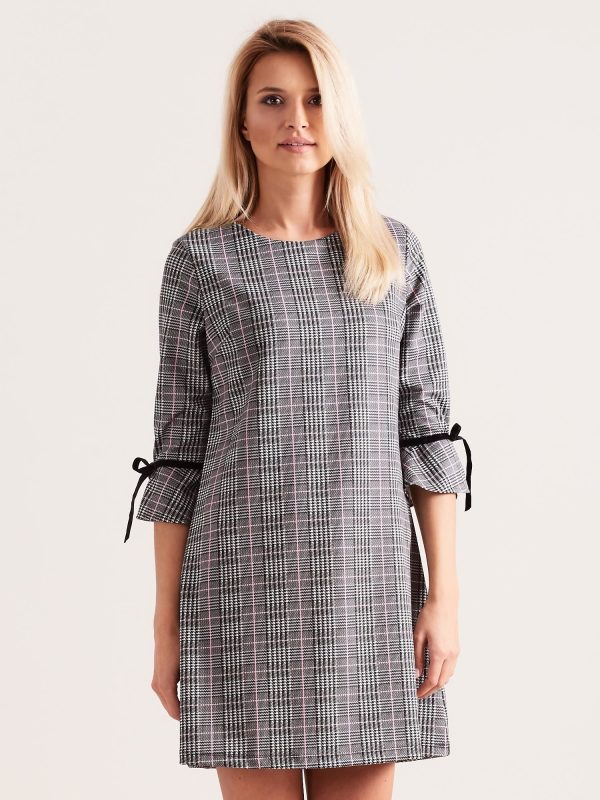 Wholesale Grey and pink checkered dress