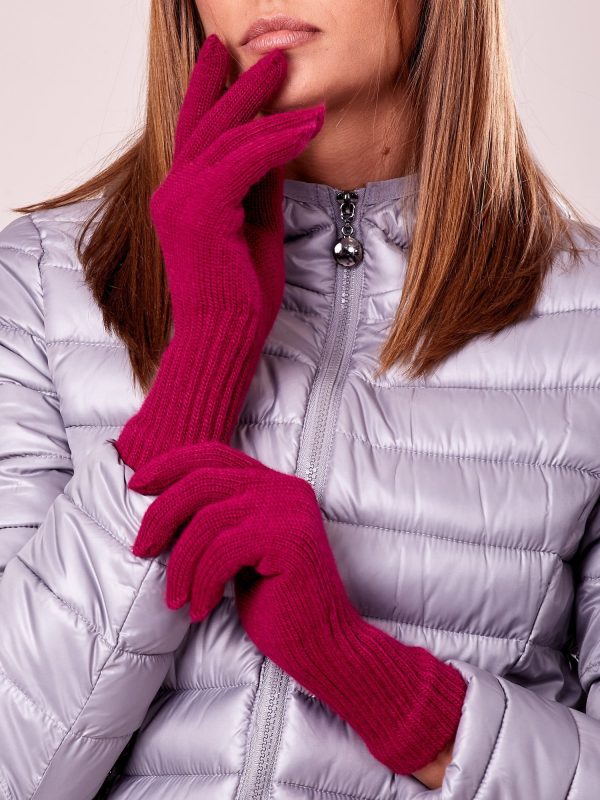 Wholesale Fuchsia Long Rib Gloves