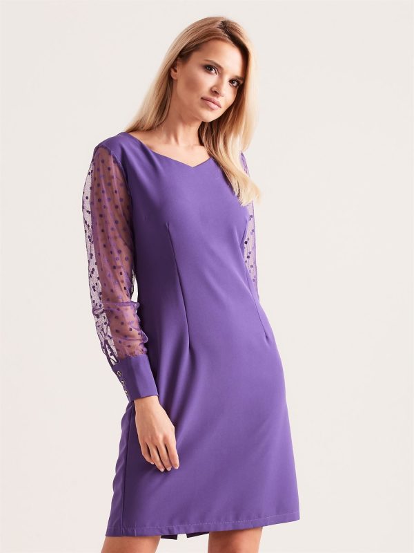 Wholesale Purple dress with cuffs