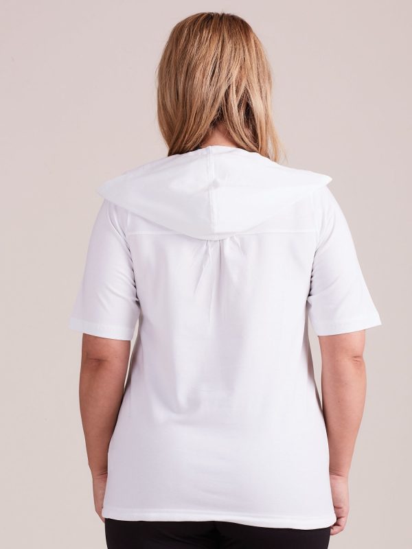 Wholesale White T-shirt with hood PLUS SIZE