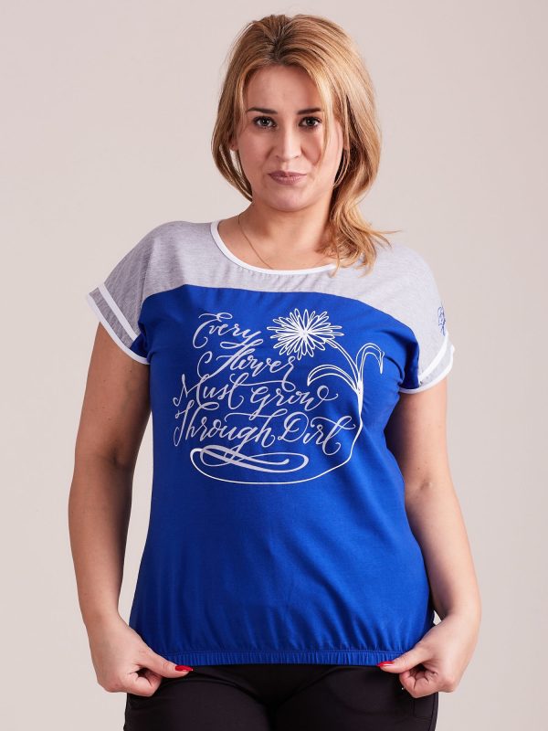 Wholesale Dark blue T-shirt with text print