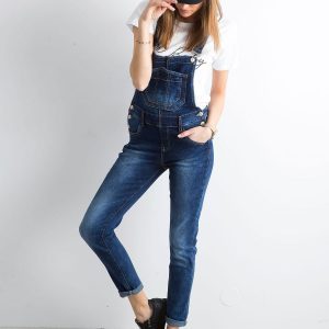 Wholesale Blue Women's Denim Dungarees