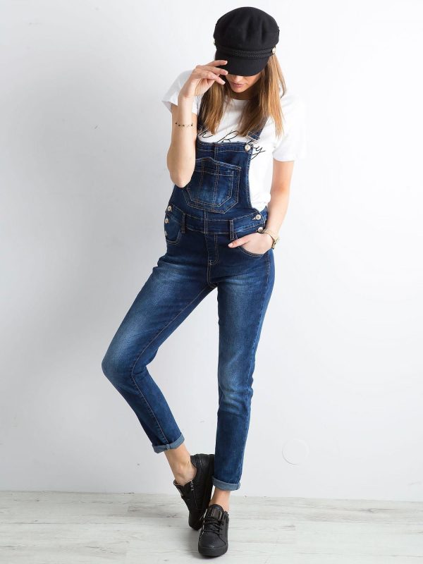 Wholesale Blue Women's Denim Dungarees