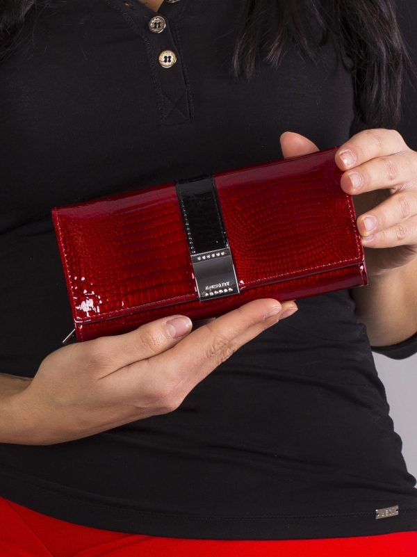 Wholesale Red oblong lacquered women's wallet