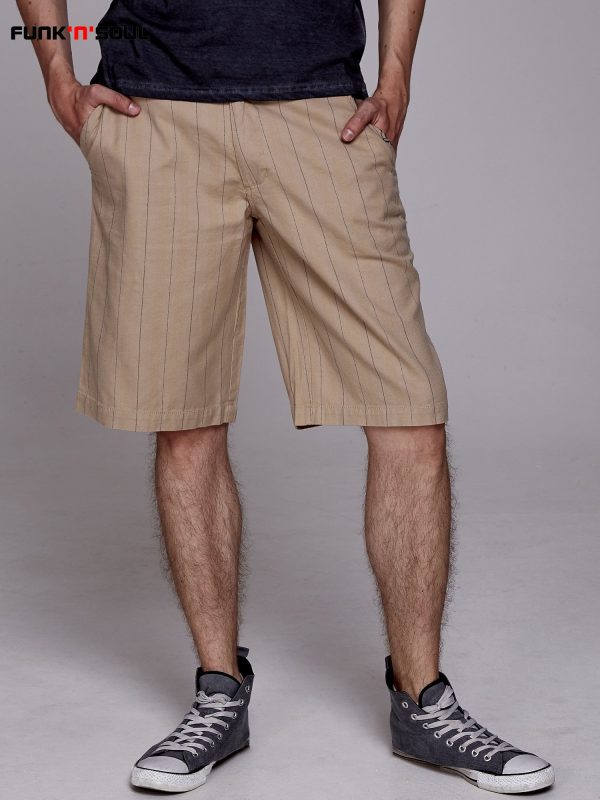 Wholesale Beige Men's Striped Shorts Funk n Soul