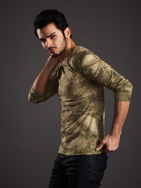 Wholesale Men's blouse in painting patterns green