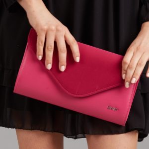 Wholesale Fuchsia clutch bag with suede flip