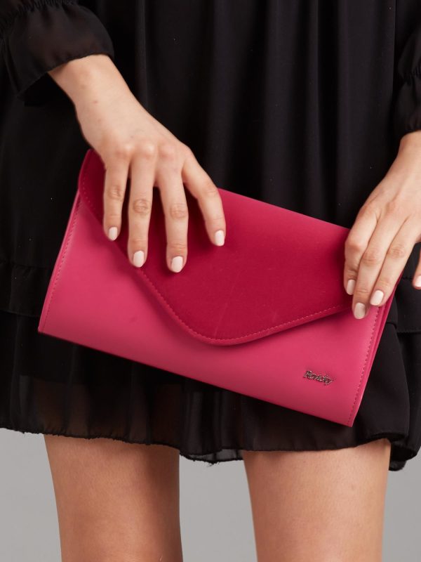 Wholesale Fuchsia clutch bag with suede flip