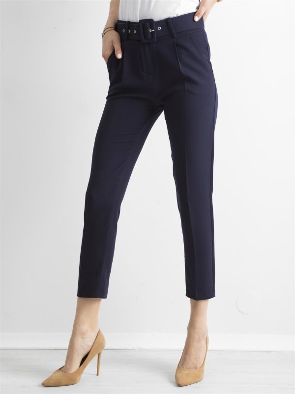 Wholesale Navy blue cigarillet pants with belt