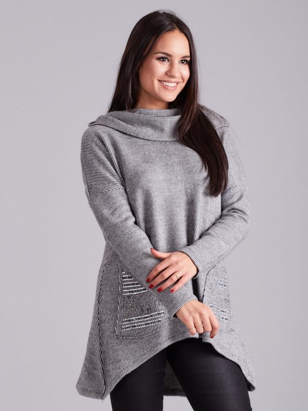 Wholesale Asymmetrical hoodie light grey