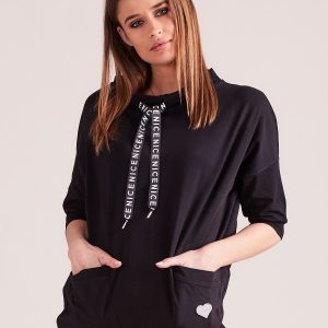 Wholesale Black sports blouse with pockets