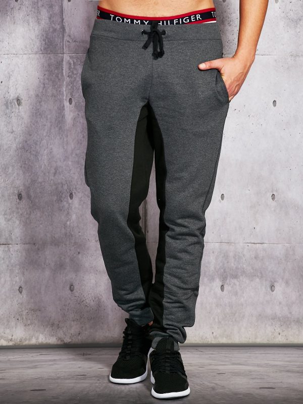 Wholesale Men's graphite sweatpants with black inserts