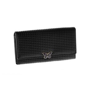 Wholesale Women's Black Leather Wallet with Decorative Clasp