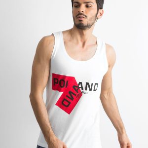 Wholesale Men's White Printed Tank Top