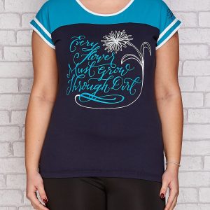 Wholesale Dark green T-shirt with text print PLUS SIZE