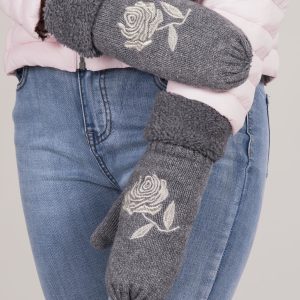 Wholesale Gray gloves with embroidery