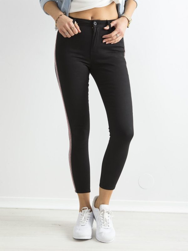 Wholesale Black skinny tube jeans with stripes