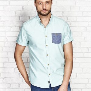 Wholesale Green shirt for men with contrasting pocket FUNK N SOUL