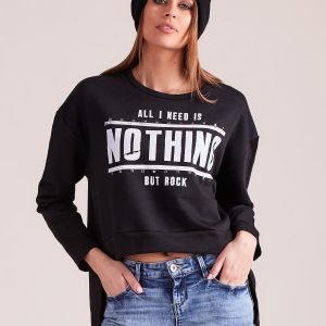 Wholesale Black asymmetrical oversized sweatshirt with print