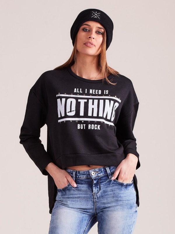 Wholesale Black asymmetrical oversized sweatshirt with print