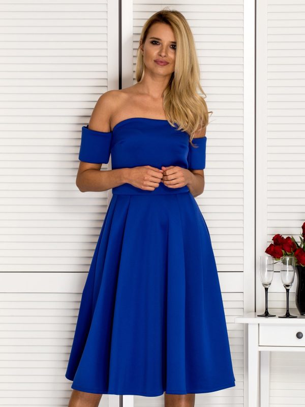 Wholesale Cobalt Off Shoulder Cocktail Dress