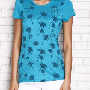 Wholesale T-shirt with palm print dark green