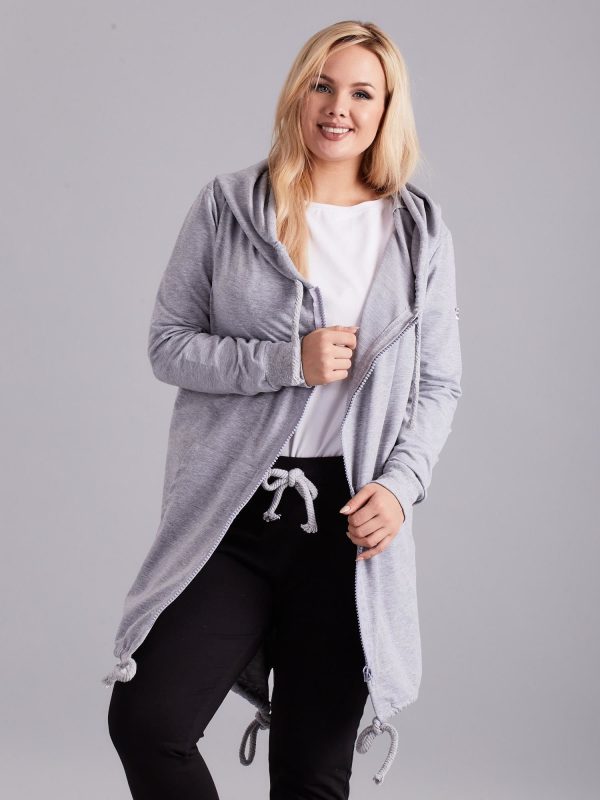 Wholesale Gray Zip Sweatshirt PLUS SIZE