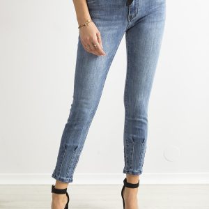 Wholesale Blue tube jeans with decorative legs