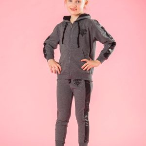 Wholesale Dark gray children's set with eco leather inserts