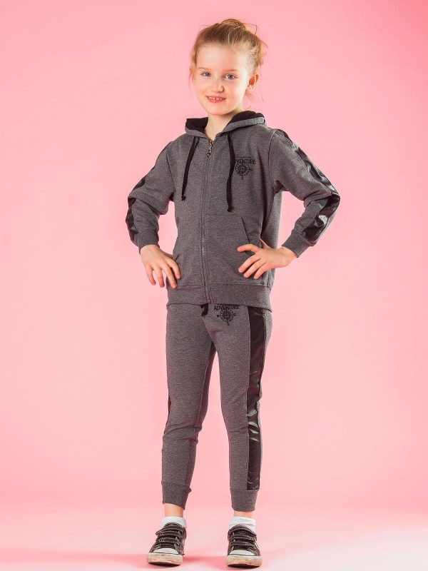 Wholesale Dark gray children's set with eco leather inserts