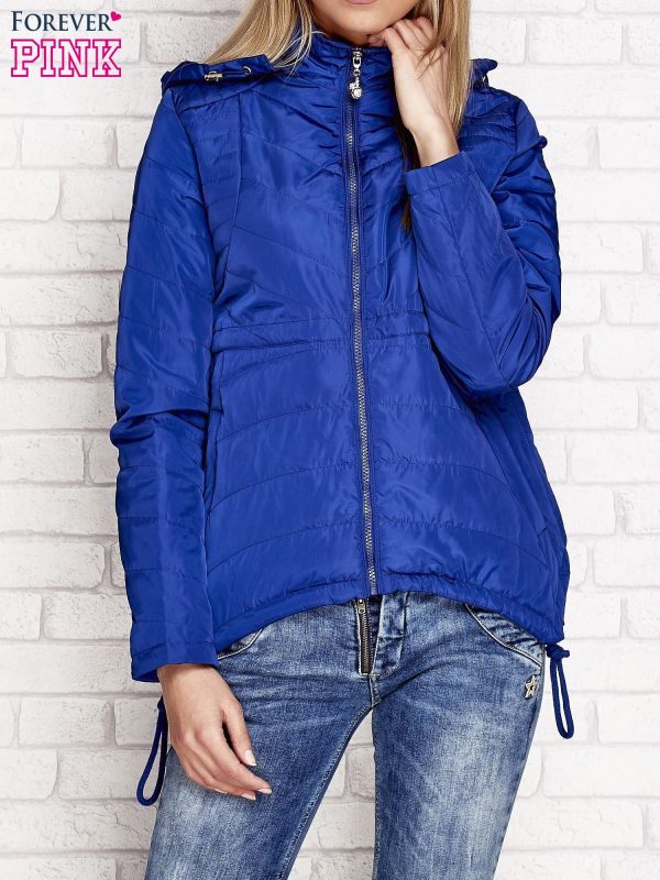 Wholesale Jacket with sliding pockets and detachable hood blue