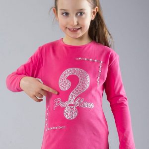 Wholesale Pink girl blouse with appliqué and pearls