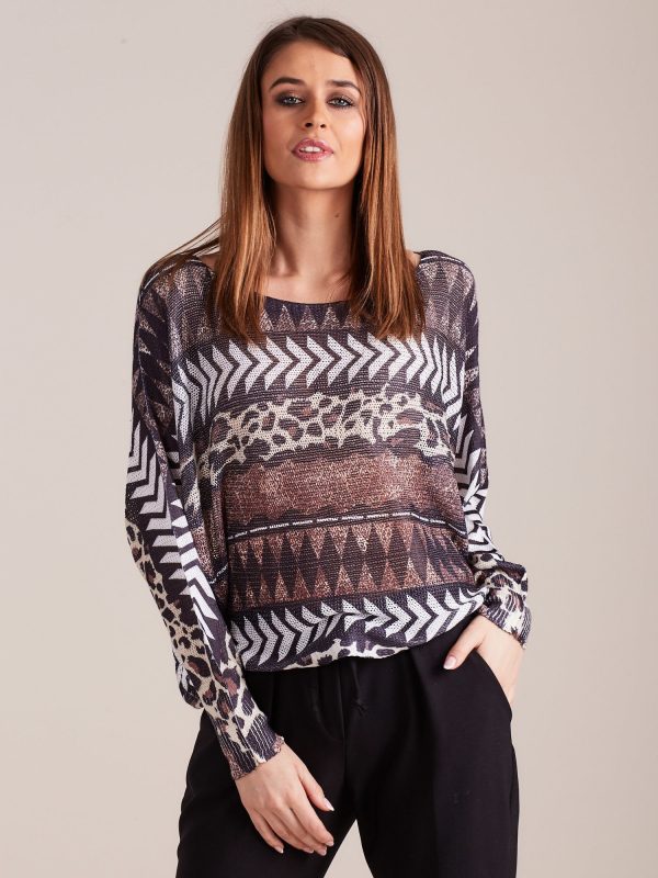 Wholesale Black Thin Pattern Sweater