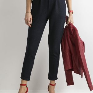 Wholesale Navy blue knitted trousers with belt