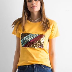 Wholesale Yellow t-shirt with sequins