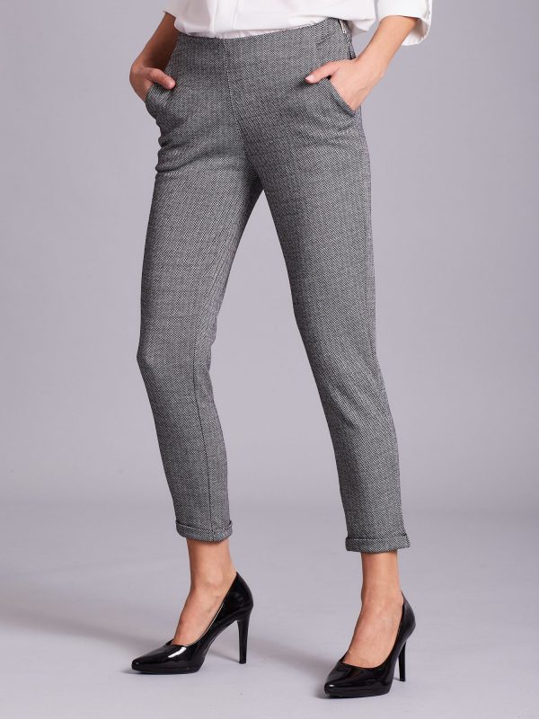 Wholesale Grey herringbone cigarillet pants