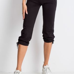 Wholesale Black capri sweatpants with side pockets