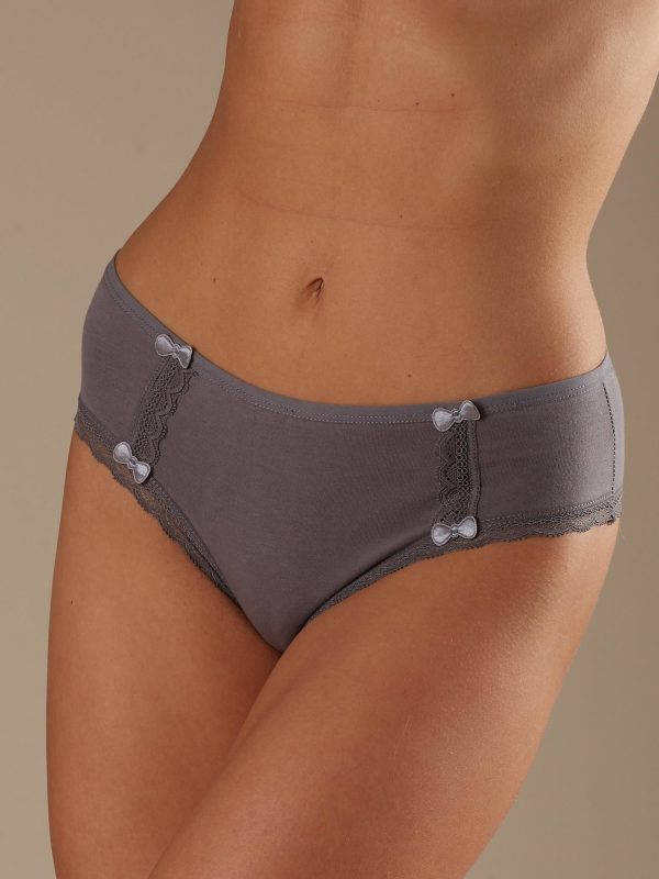 Wholesale Dark Grey Women's Briefs with Lace