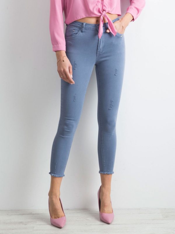 Wholesale Blue high-waisted pants